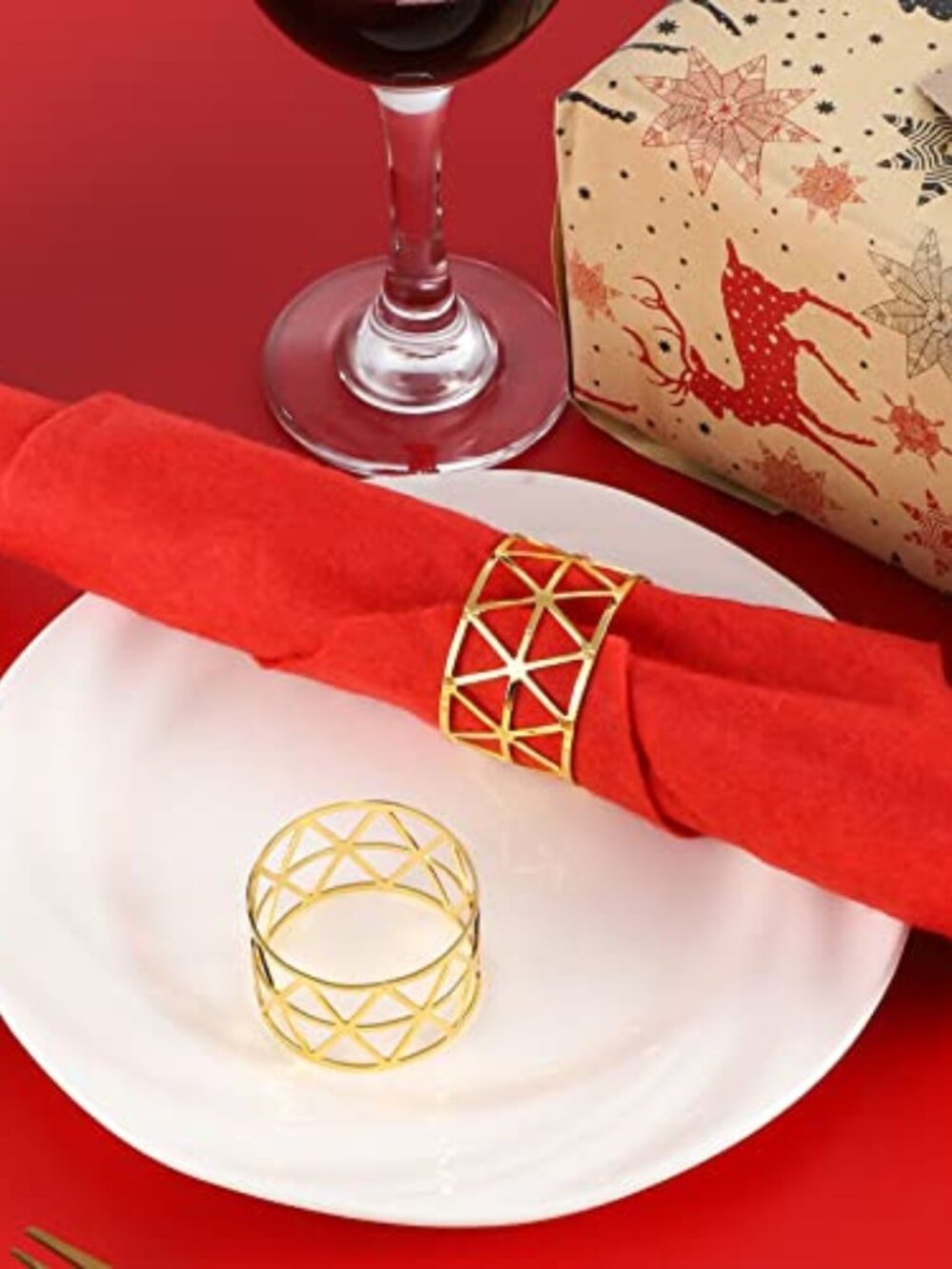 12 Pcs Gold Napkin Rings